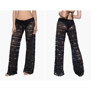 PQ Swimwear PilyQ | Lace Flare Leg Low Rise Swim Cover Up Beach Pants | Small